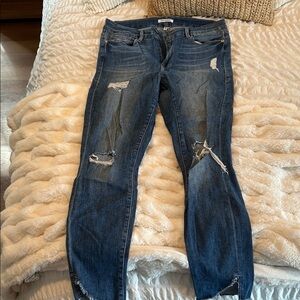Good American Ripped Dark Blue Skinny Jeans